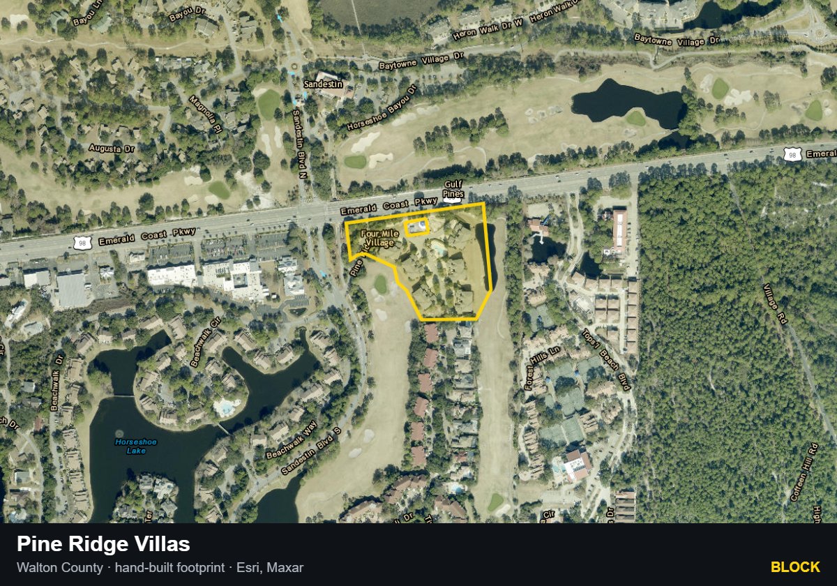 Pine Ridge Villas — Block parcel record
