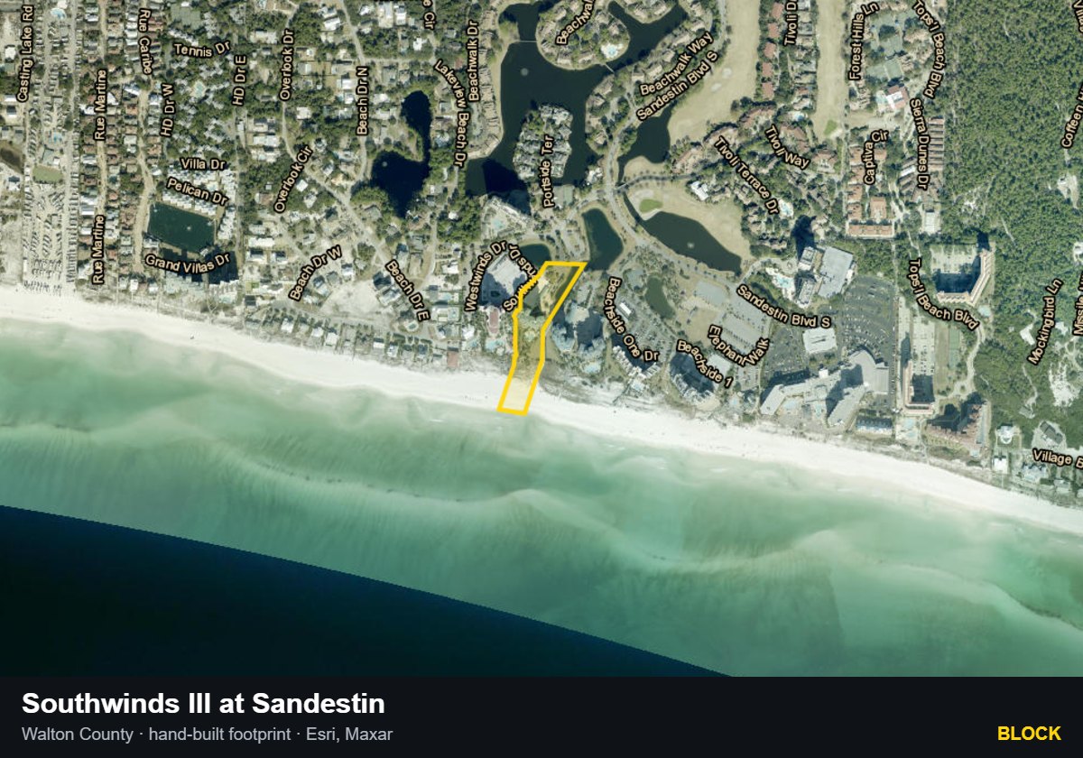 Southwinds III at Sandestin — Block parcel record
