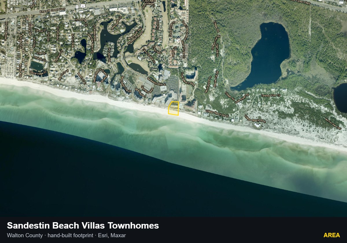 Sandestin Beach Villas Townhomes — Area parcel record