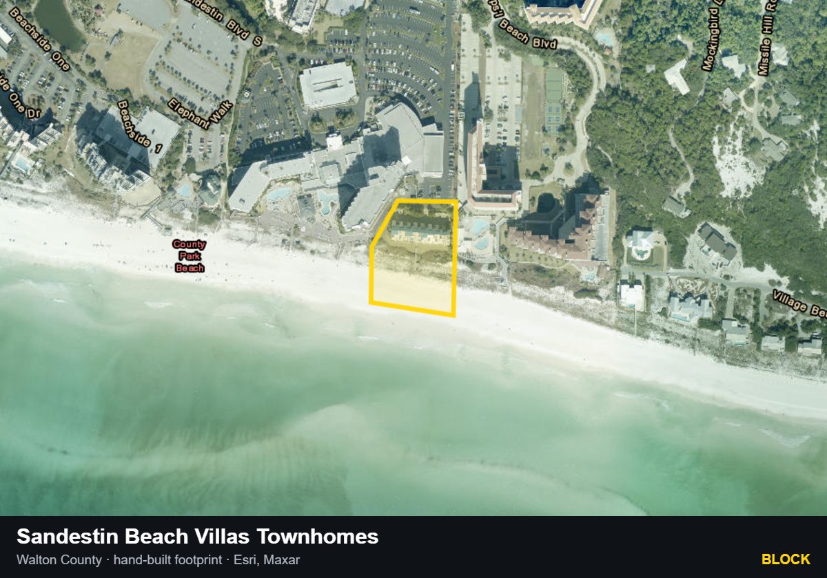 Sandestin Beach Villas Townhomes — Block parcel record