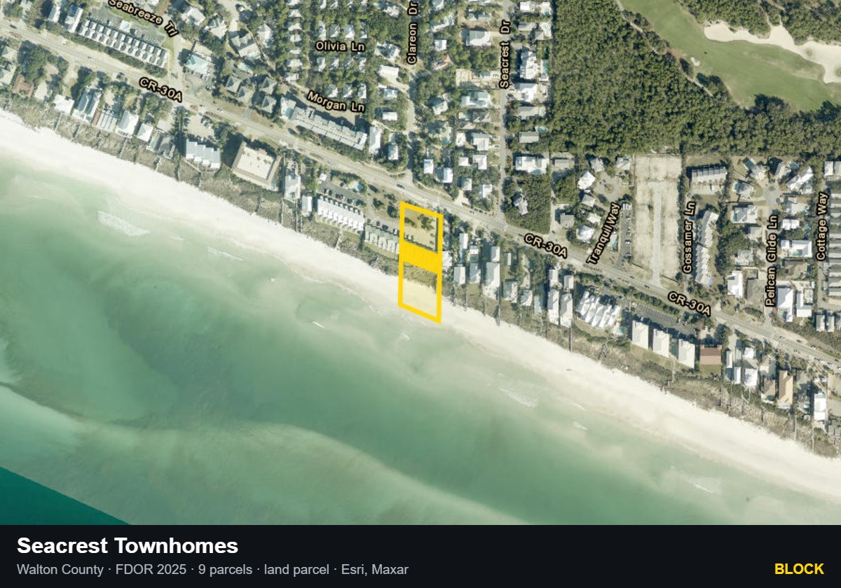 Seacrest Townhomes — Block parcel record