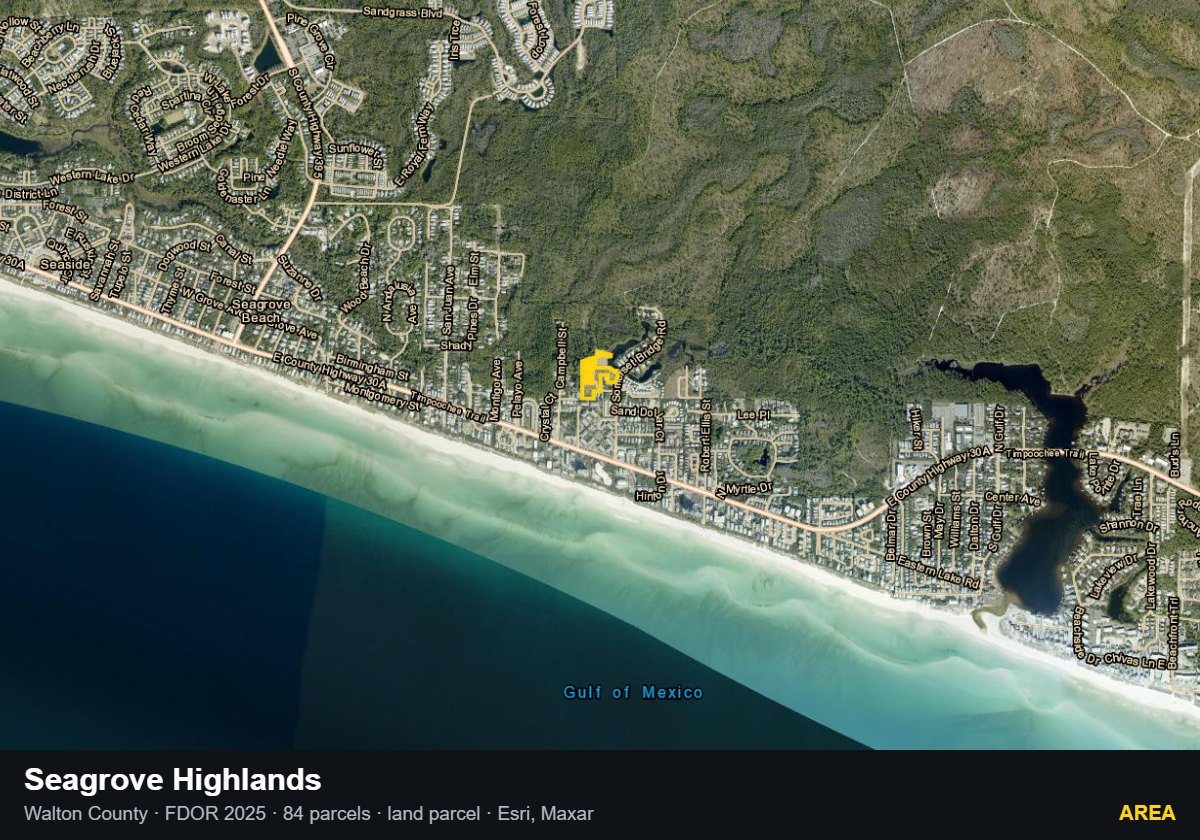 Seagrove Highlands — Area parcel record