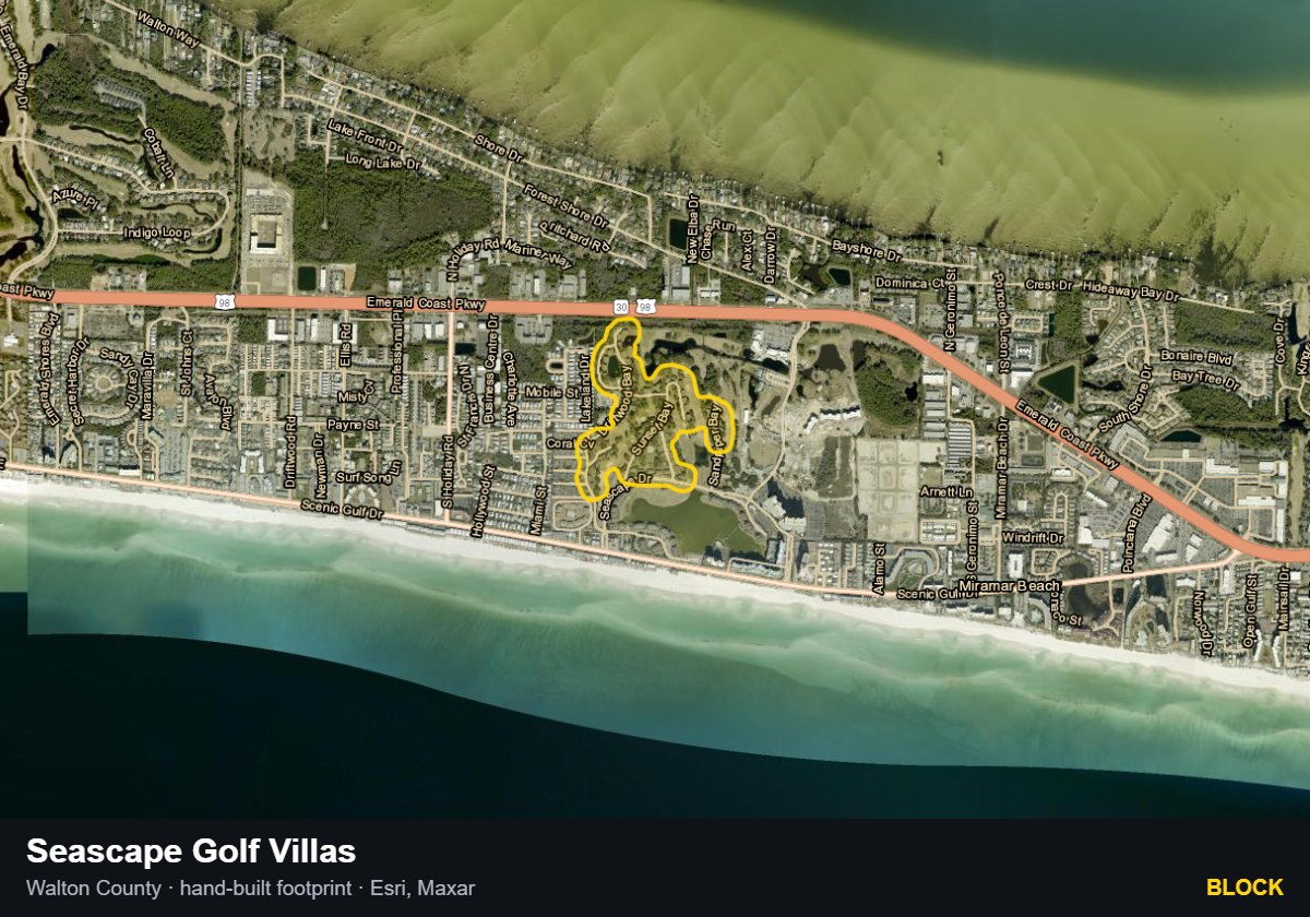 Seascape Golf Villas — Block parcel record