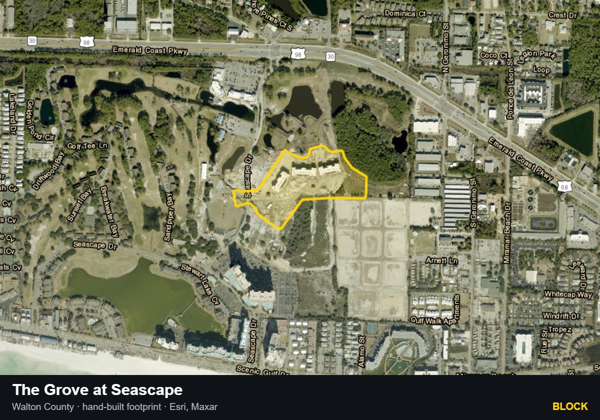 The Grove at Seascape — Block parcel record