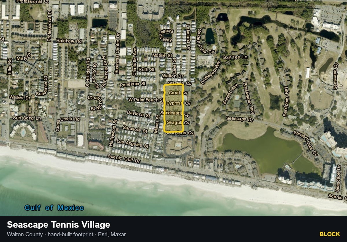 Seascape Tennis Village — Block parcel record