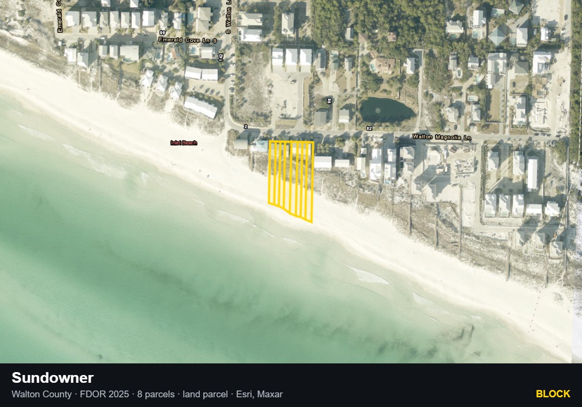 Sundowner — Block parcel record