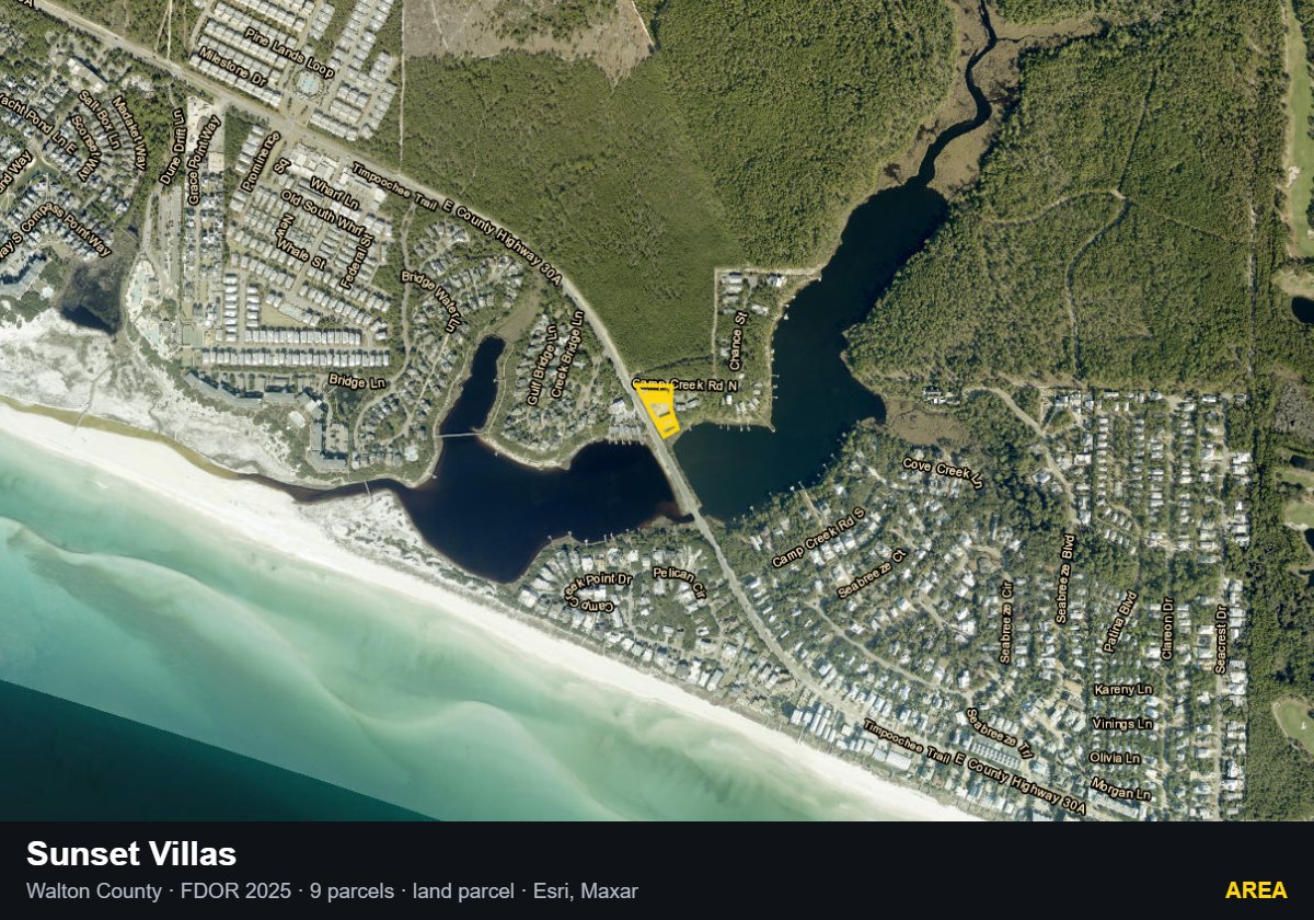Sunset Villas — Area parcel record