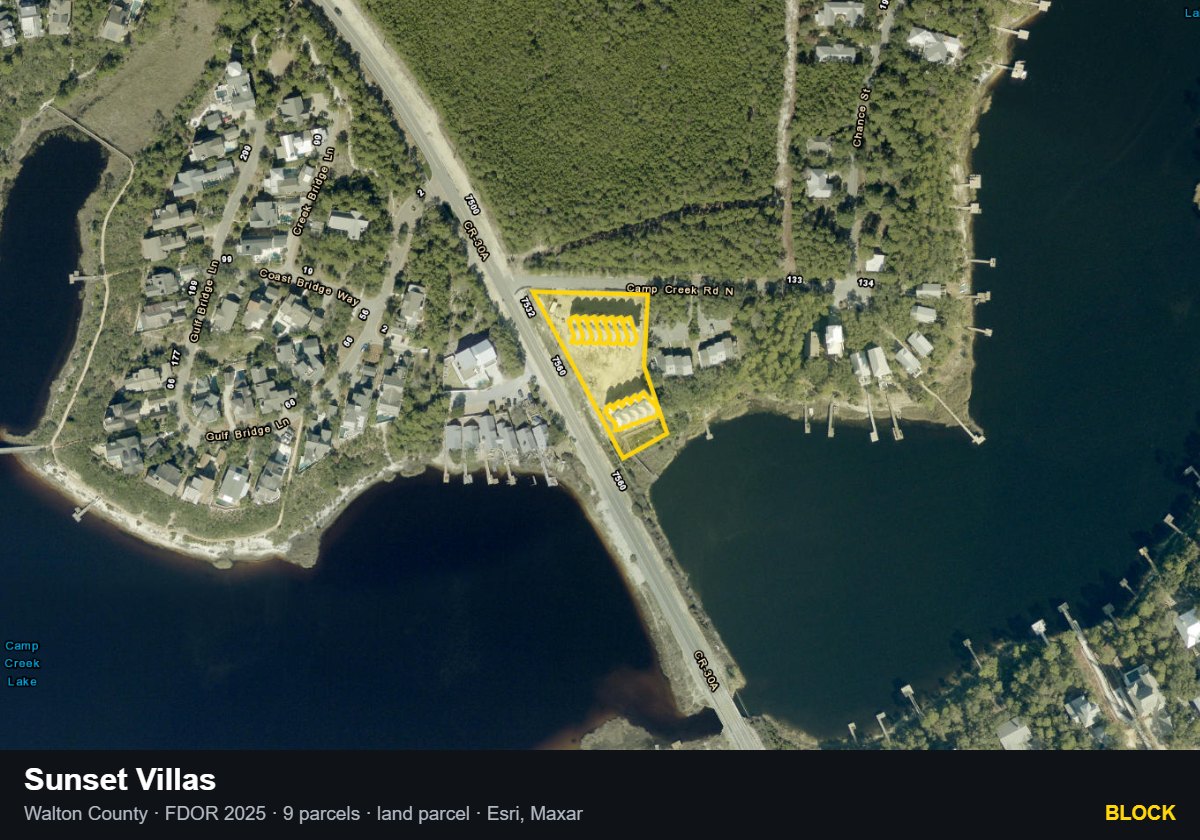 Sunset Villas — Block parcel record
