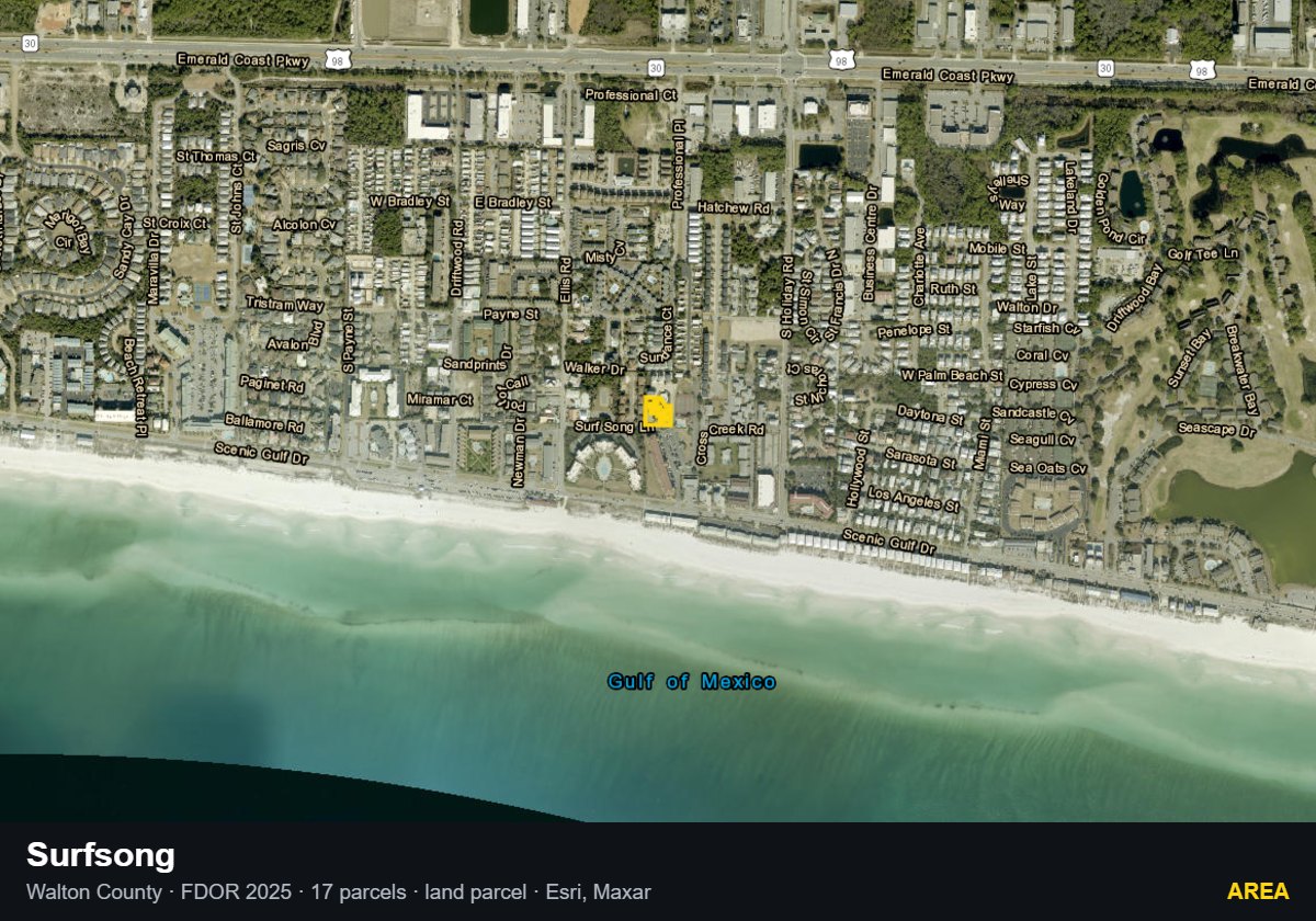 Surfsong — Area parcel record