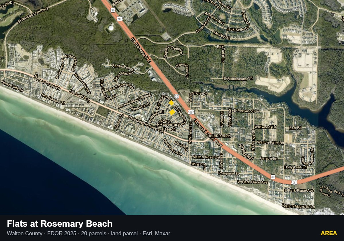 Flats at Rosemary Beach — Area parcel record