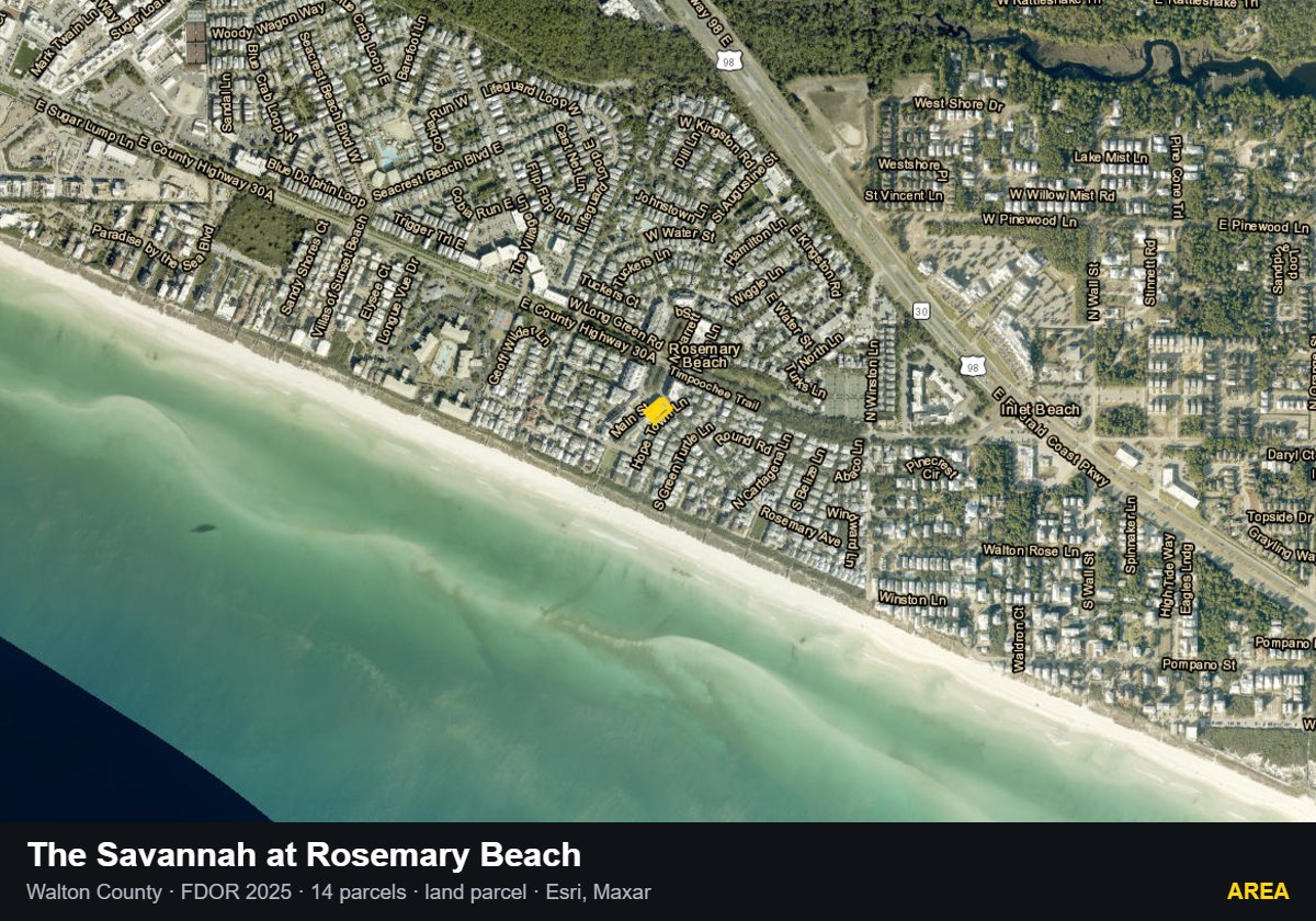 The Savannah at Rosemary Beach — Area parcel record