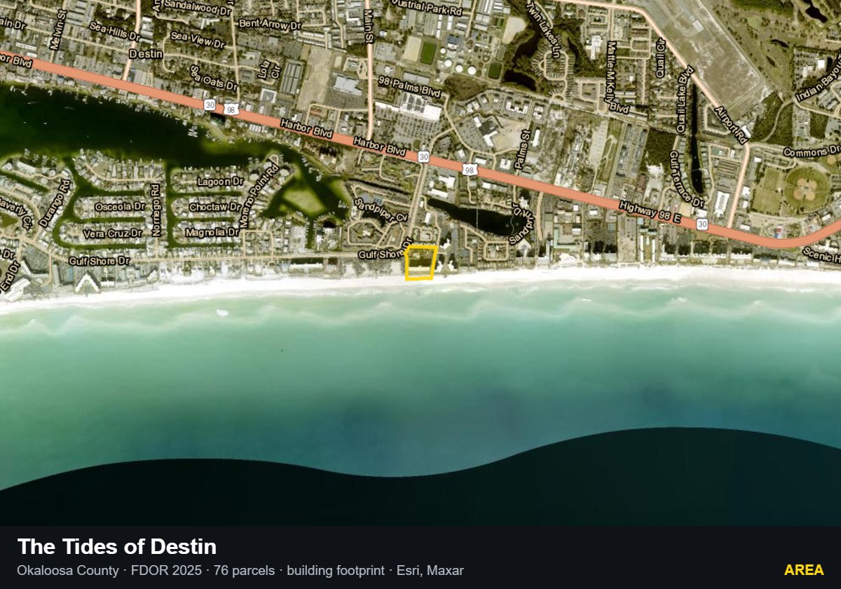 The Tides of Destin — Area parcel record