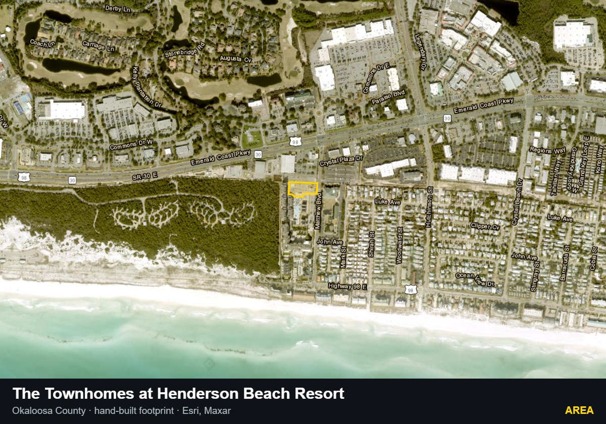 The Townhomes at Henderson Beach Resort — Area parcel record