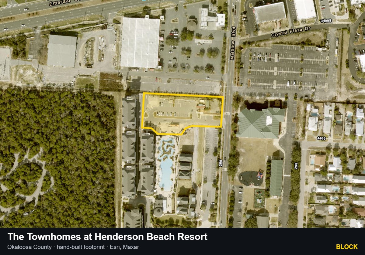 The Townhomes at Henderson Beach Resort — Block parcel record