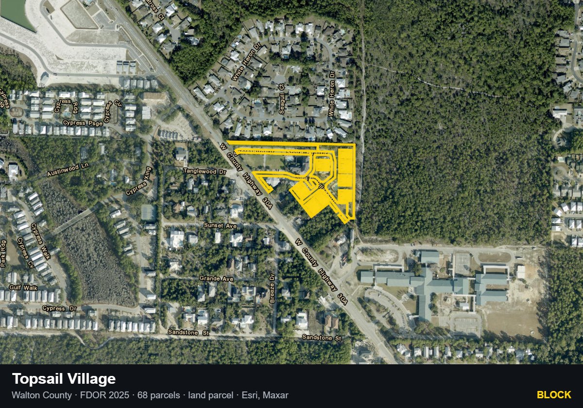 Topsail Village — Block parcel record
