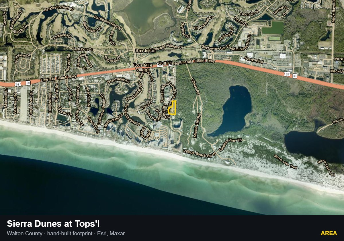 Sierra Dunes at Tops'l — Area parcel record