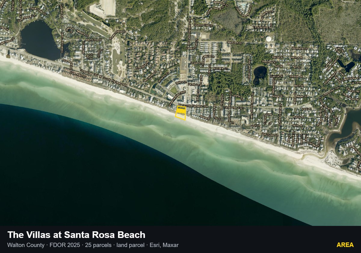 The Villas at Santa Rosa Beach — Area parcel record