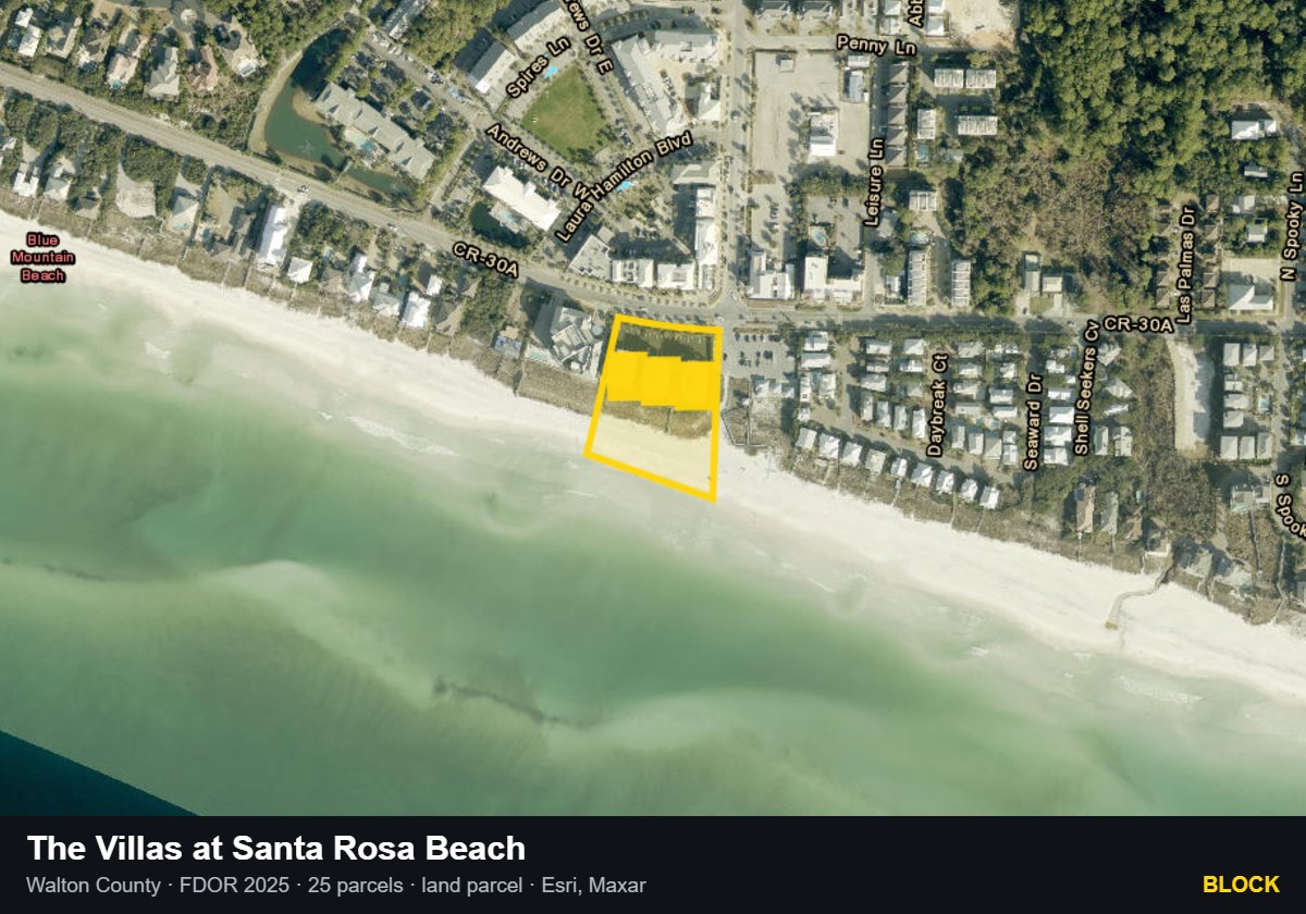 The Villas at Santa Rosa Beach — Block parcel record