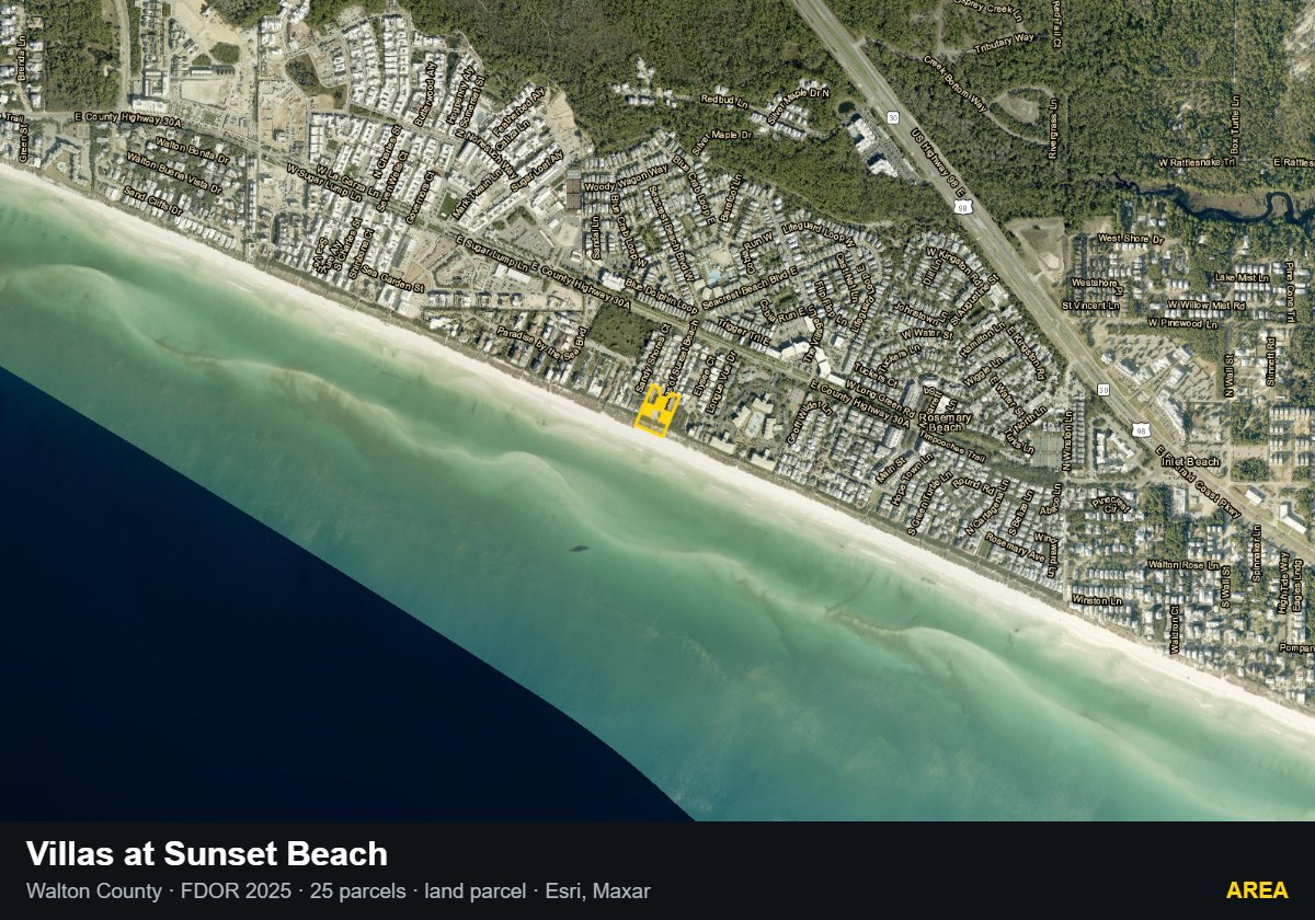 Villas at Sunset Beach — Area parcel record