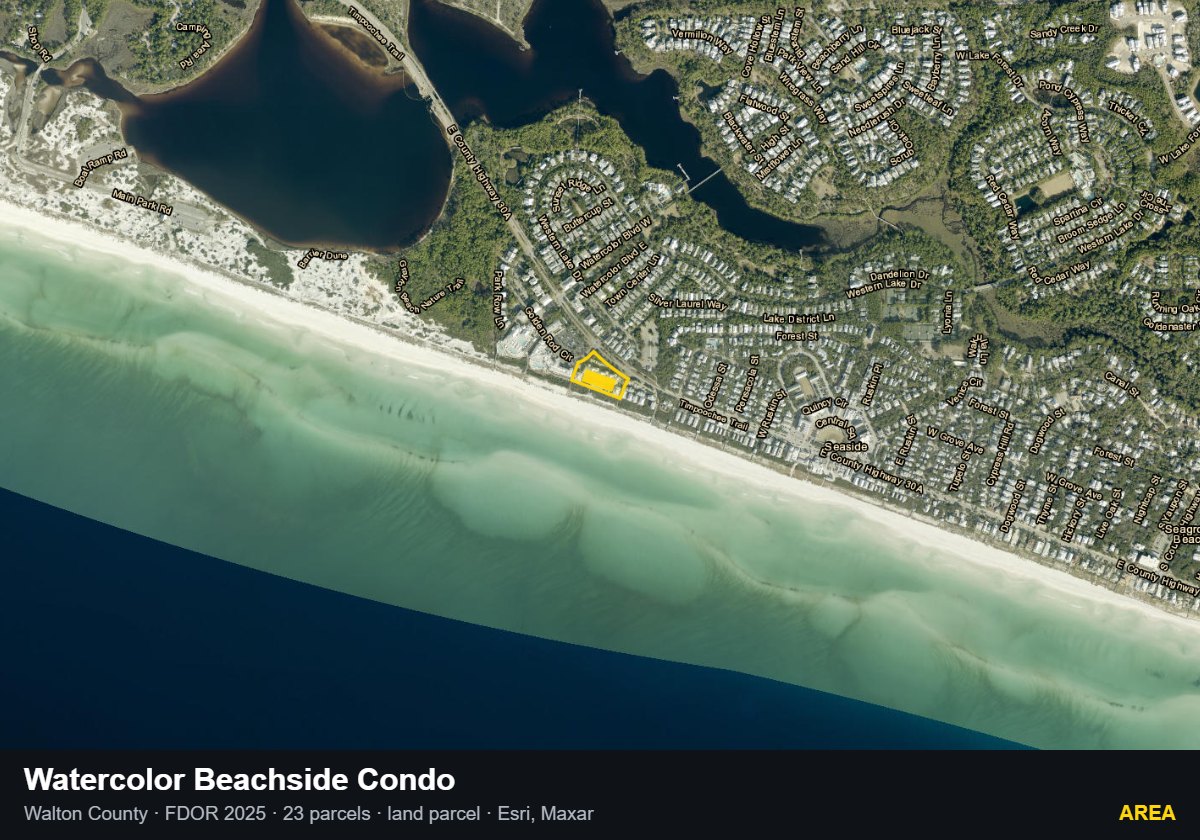Watercolor Beachside Condo — Area parcel record