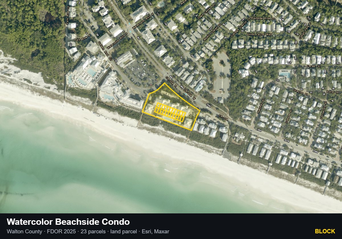 Watercolor Beachside Condo — Block parcel record