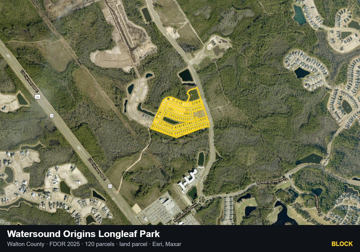 Watersound Origins Longleaf Park — Block parcel record